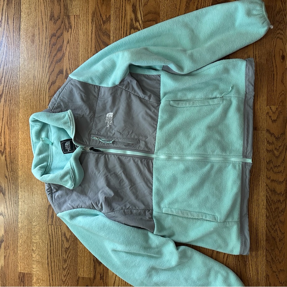 The North Face Mint and Gray Fleece Denali Jacket